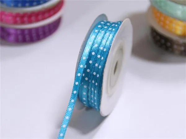 100 Yards 1/8" DIY Turquoise Satin Polka Dot Ribbon Wedding Party Dress Favor Gift Craft