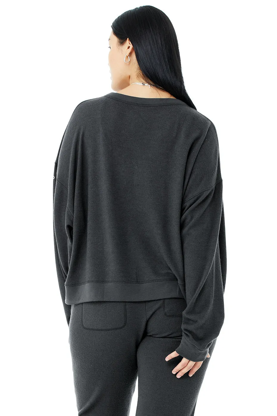 Alolux Soho Cropped Henley - Anthracite