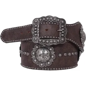 B730 - Brown Leather Studded Belt