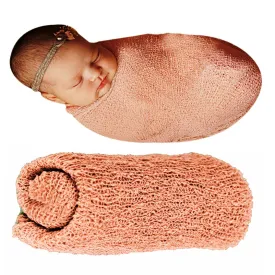 Babymoon Mohair Stretchble Baby Photography Shoot Wrap Cloth - Light Peach