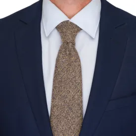 Beige Classic Motif Virgin Wool Tie