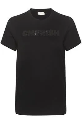 BLACK CHERISHED COTTON T SHIRT