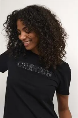 BLACK CHERISHED COTTON T SHIRT