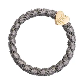 By Eloise Bangle Band Gold Heart Woven Pebble Grey