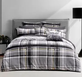 Chester Flannelette Quilt Cover Set Range Black