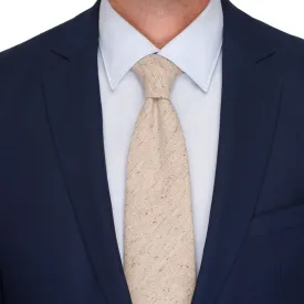 Cream Heritage Weave Cotton Silk Wool Tie