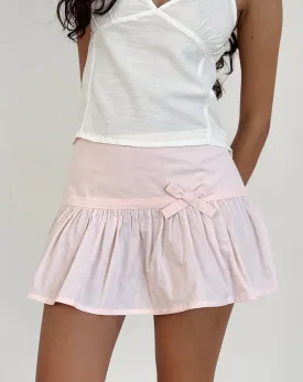 Fita Frill Bow Mini Skirt in Poplin Light Pink