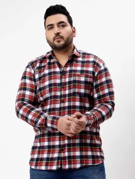 Flannel Red & Yellow Striped Checked Plus Size Shirt