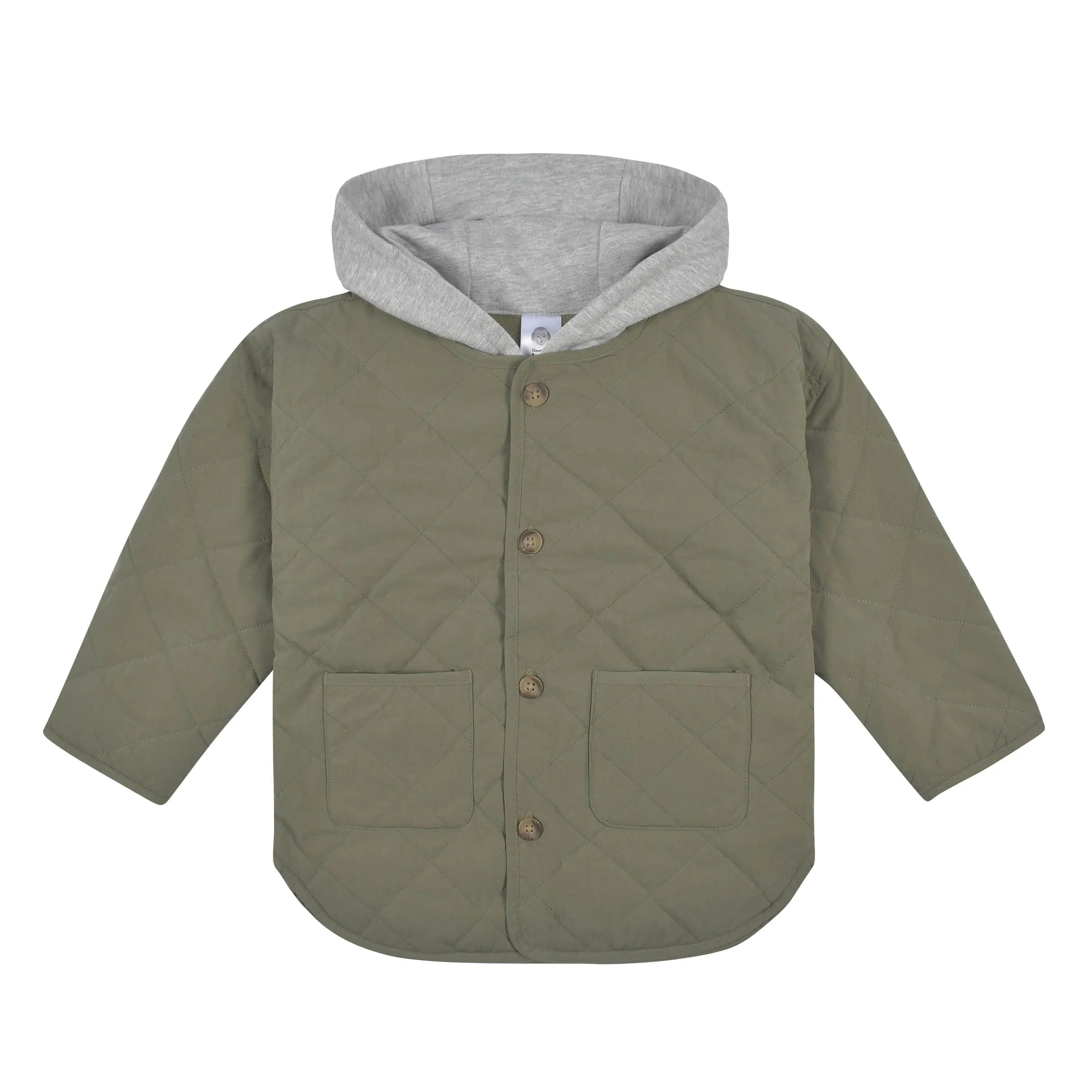 Infant & Toddler Boys Sage Green Quilted Hooded Jacket