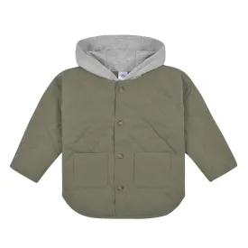 Infant & Toddler Boys Sage Green Quilted Hooded Jacket