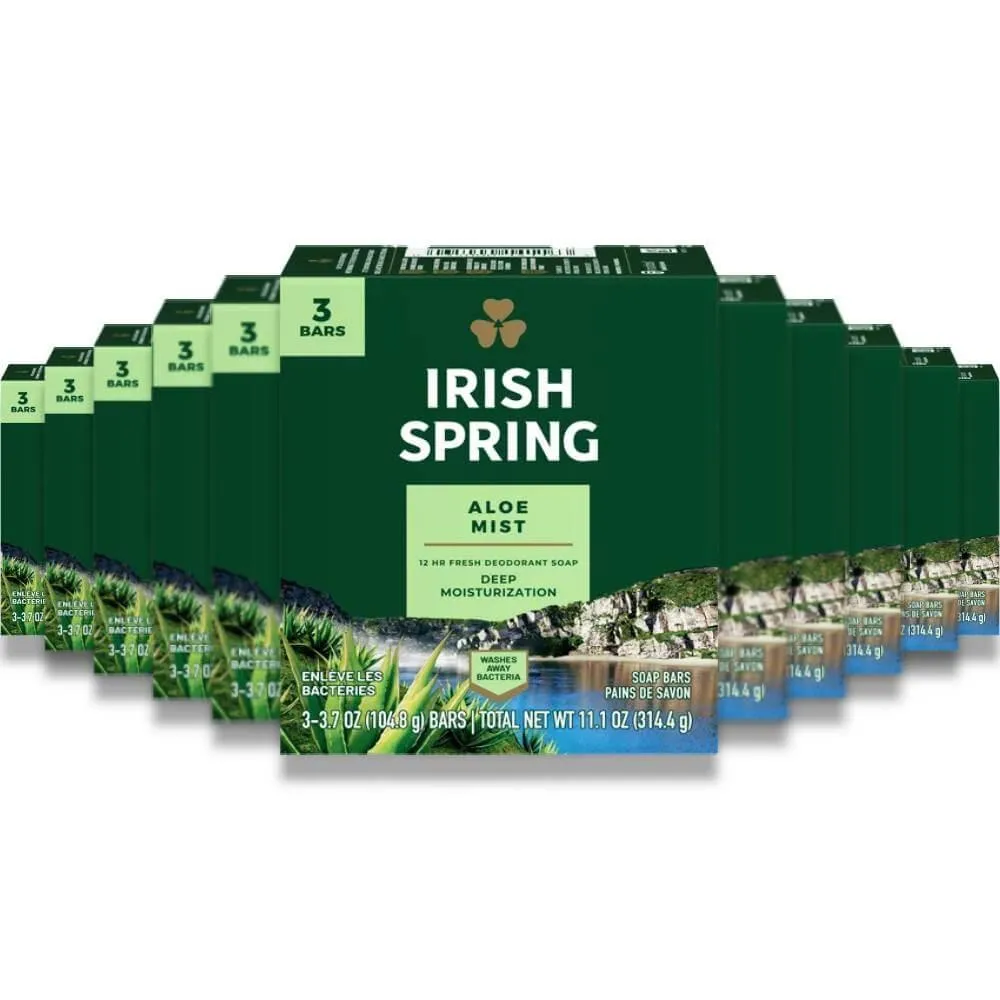 Irish Spring Deodorant Soap, Aloe -3 Bars -  3.7 Oz Each 54ct -  18 Pack