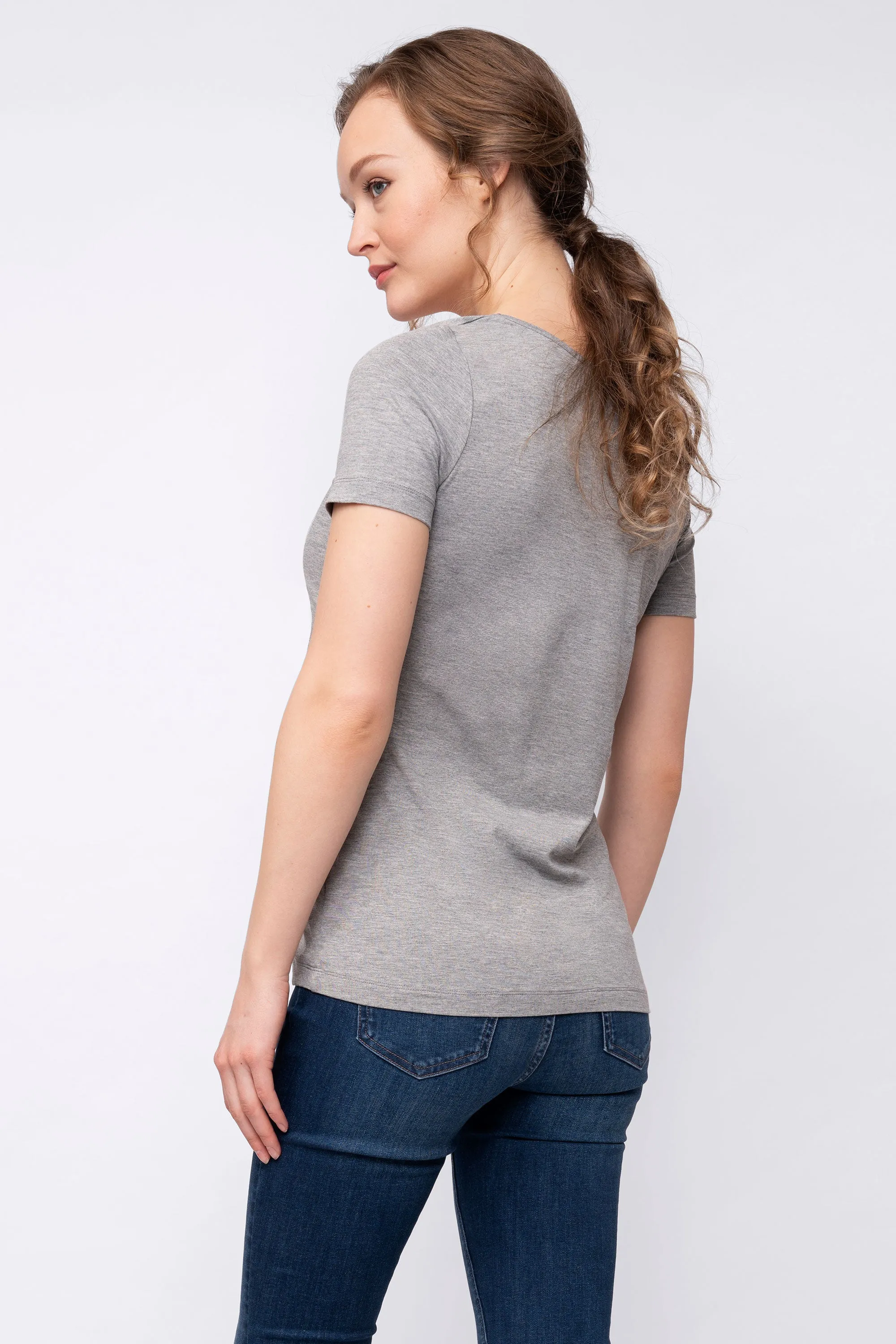 Laina Short Sleeve Maternity Nursing Top Grey Seraphine