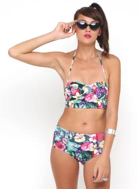 Longline Bikini Bottom in Cottage Garden