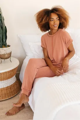 Luxurious Loungewear Top In Terracotta