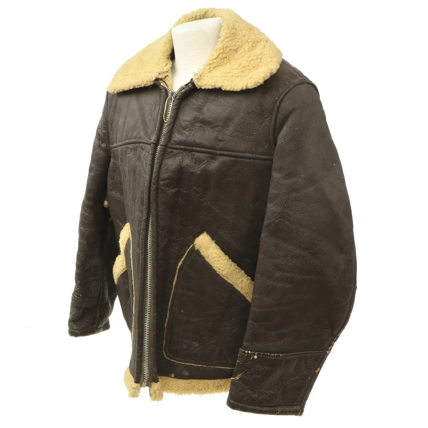 Original U.S. WWII Army Air Force B-3 Style Sheepskin Bomber Jacket - Size 38