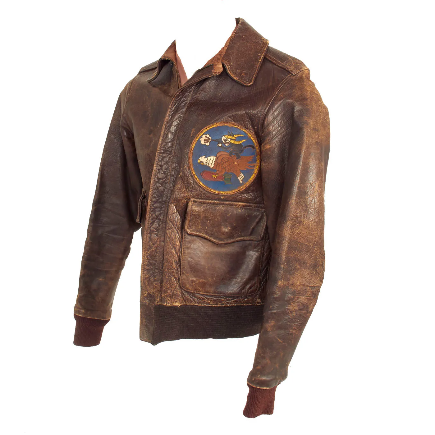 Original U.S. WWII Army Air Forces Type A2 Leather Flight Jacket With 319th Fighter Squadron Patch