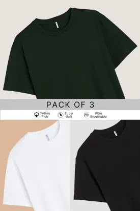 Pack 3 - Black, white & Army Green - Classic Crew