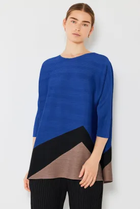 Pleated Horizontal Rib Color Block Top