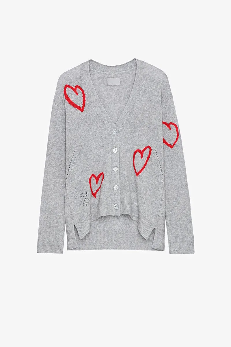 Pre Order: Red Heart Jacquard V-Neck Knit Cardigan