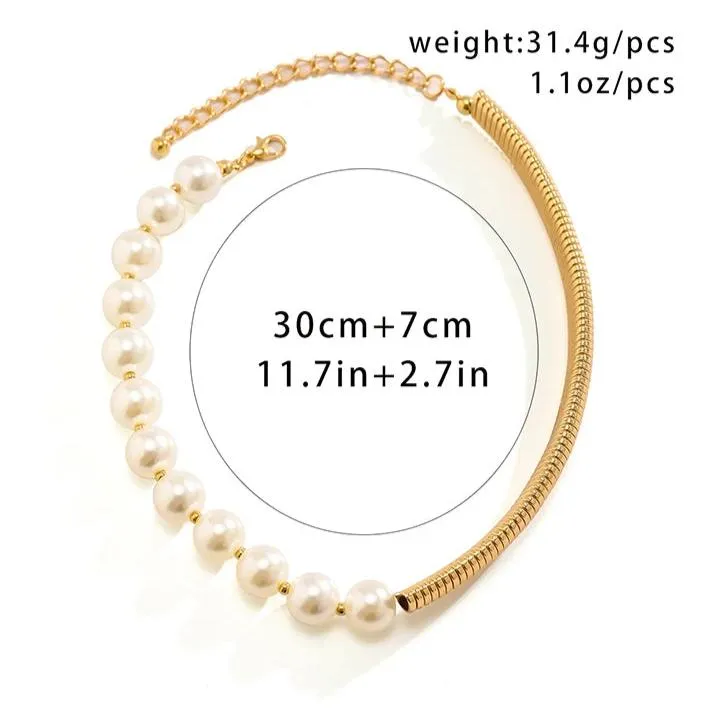 Pre Order:  Unique Gothic Asymmetric Faux Pearl Short Choker Necklace