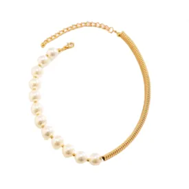 Pre Order:  Unique Gothic Asymmetric Faux Pearl Short Choker Necklace