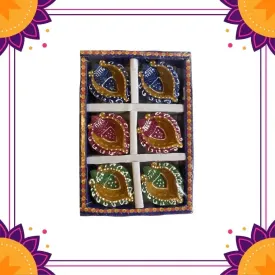 Premium Colorful Diya (Pack of 6) Design May Vary