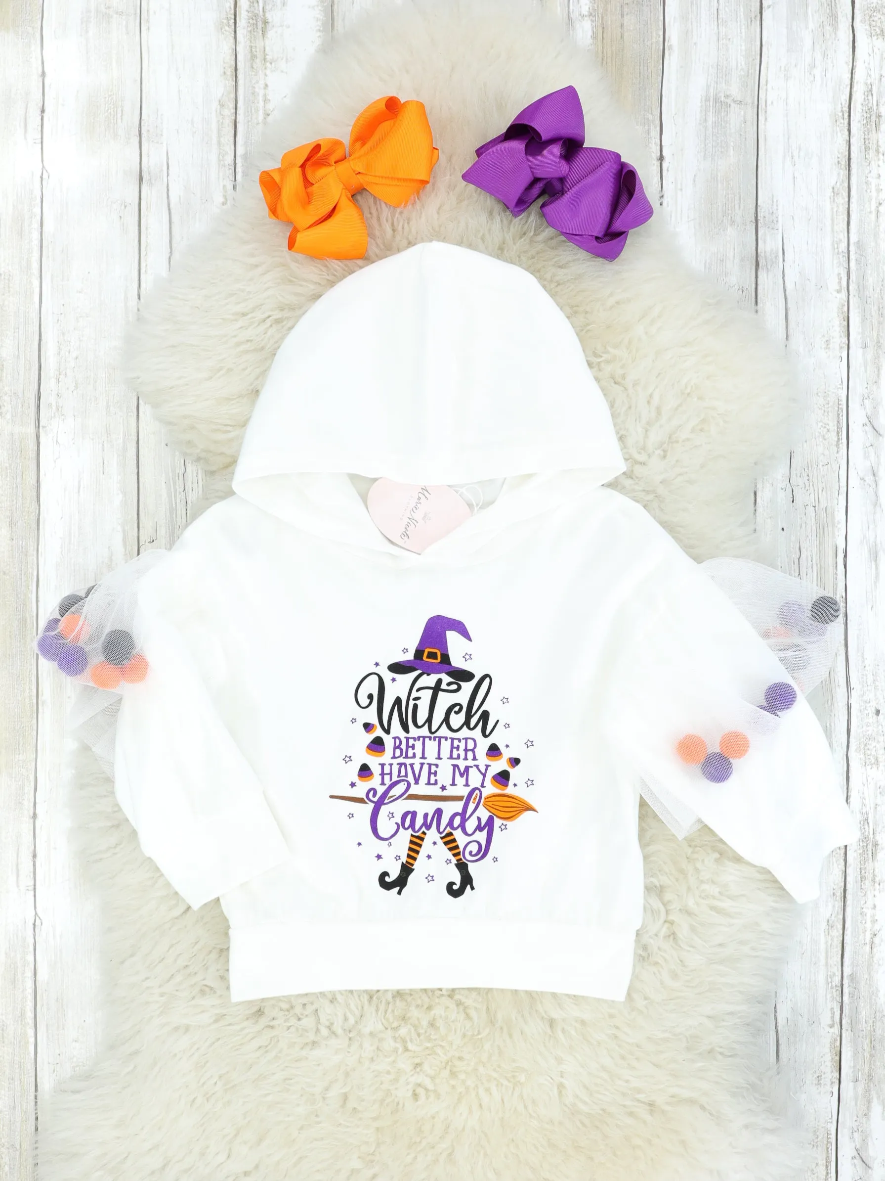 "Witch Better Have My Candy" Tulle Pom Pom Hoodie