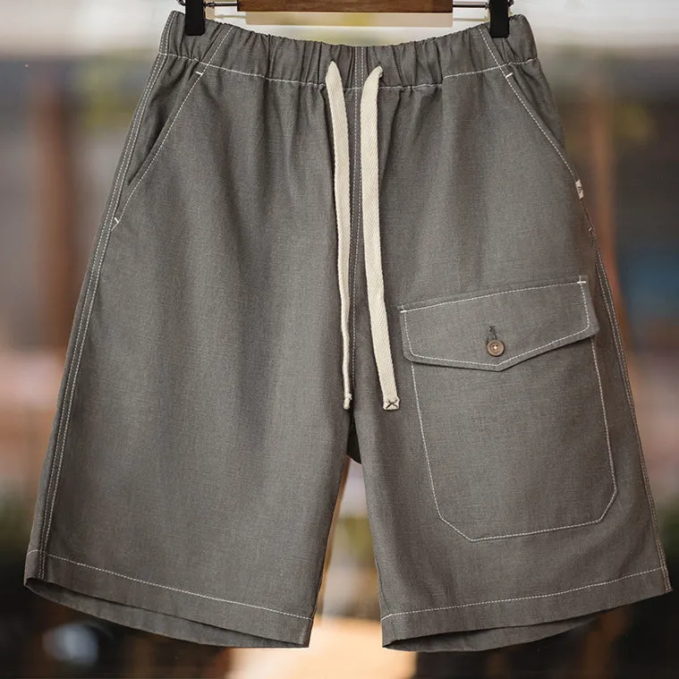 Retro Cotton Grey Casual Shorts