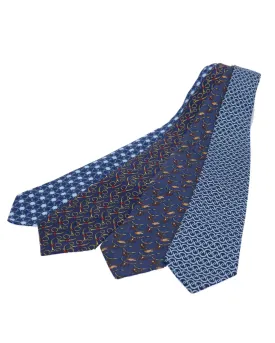 Silk Blue Navy Necktie by Hermes