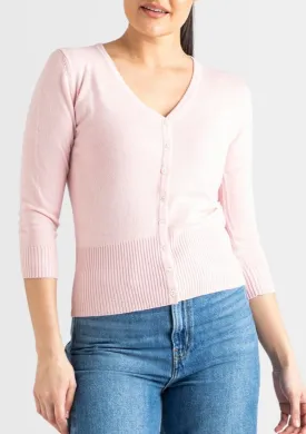 Silk   Cashmere Audrey Cardigan in Pale Pink