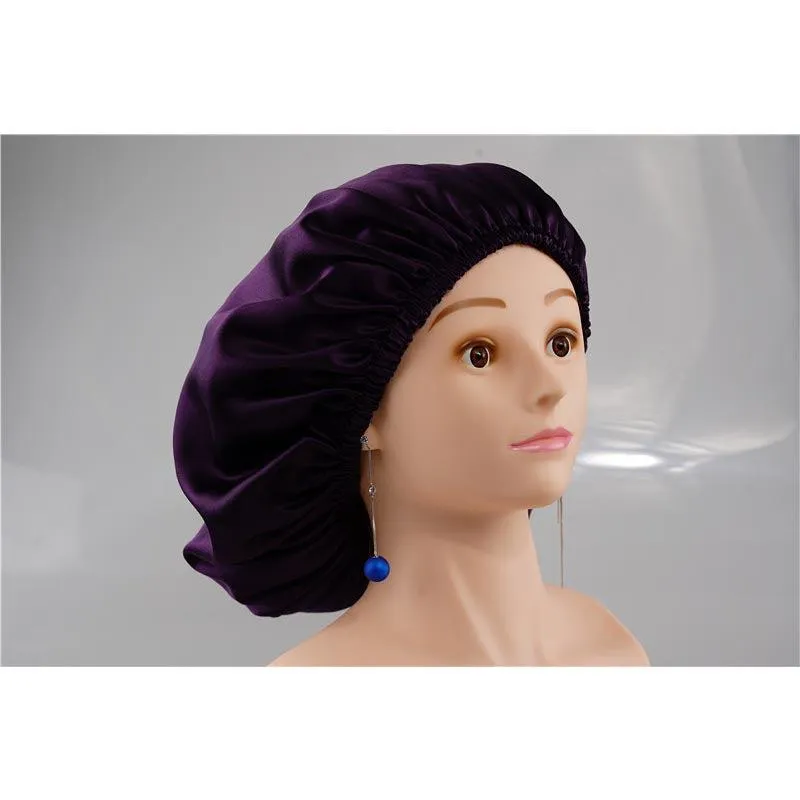 Silk Hair Bonnet - Double side no edge - Deep Purple