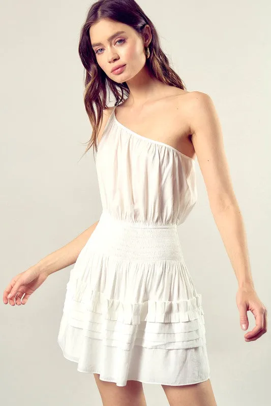 TEEK - Pleated One Shoulder Cami Dress