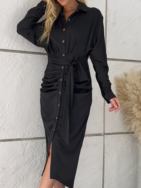 TEEK - Stylish Pleated Shirt Dress