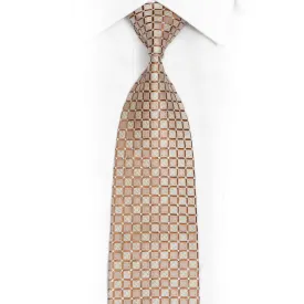 Trellis Checkered On Gold Rhinestone Silk Tie With Silver Sparkles