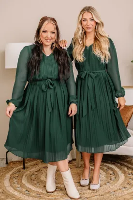 Wishing It Was Pleated Midi Dress | Hunter Green