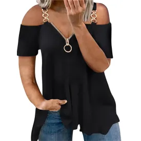 Women's Tailored Zip Crew Neck Plus Size Top