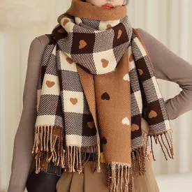 Women's Winter Cape Love Checkerboard Scarf